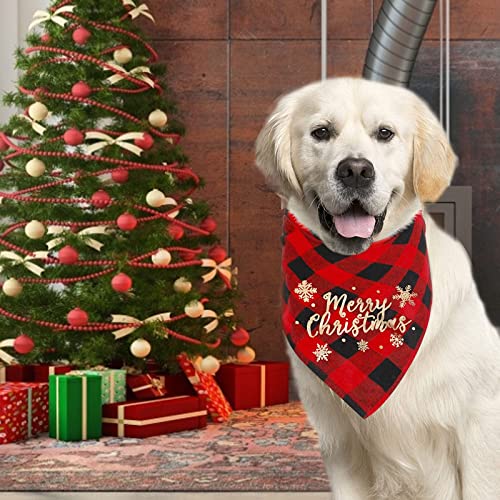 Hundehalstuch Weihnachten, 2 Stück Halstuch Hund, Hundekostüm Weihnachten, Hundebekleidung Zubehör, Hundehalstuch Bandanas, Klassisches Kariertes Hundehalstuch für Katzen Hunde