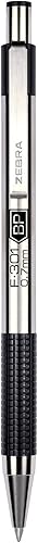 Zebra F-301 - Bolígrafo retráctil de acero inoxidable punta fina 0028in tinta negra 1 unidad