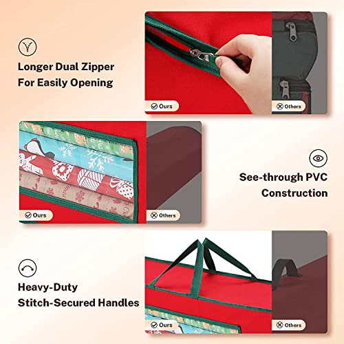 MaidMAX Wrapping Paper Storage Gift Wrap Organizer Fits 42 Inch Long Rolls Christmas Wrapping Storage Bag for Transporting Gift Wrapping Paper 42 x 10 x 10 Inch - Image 3