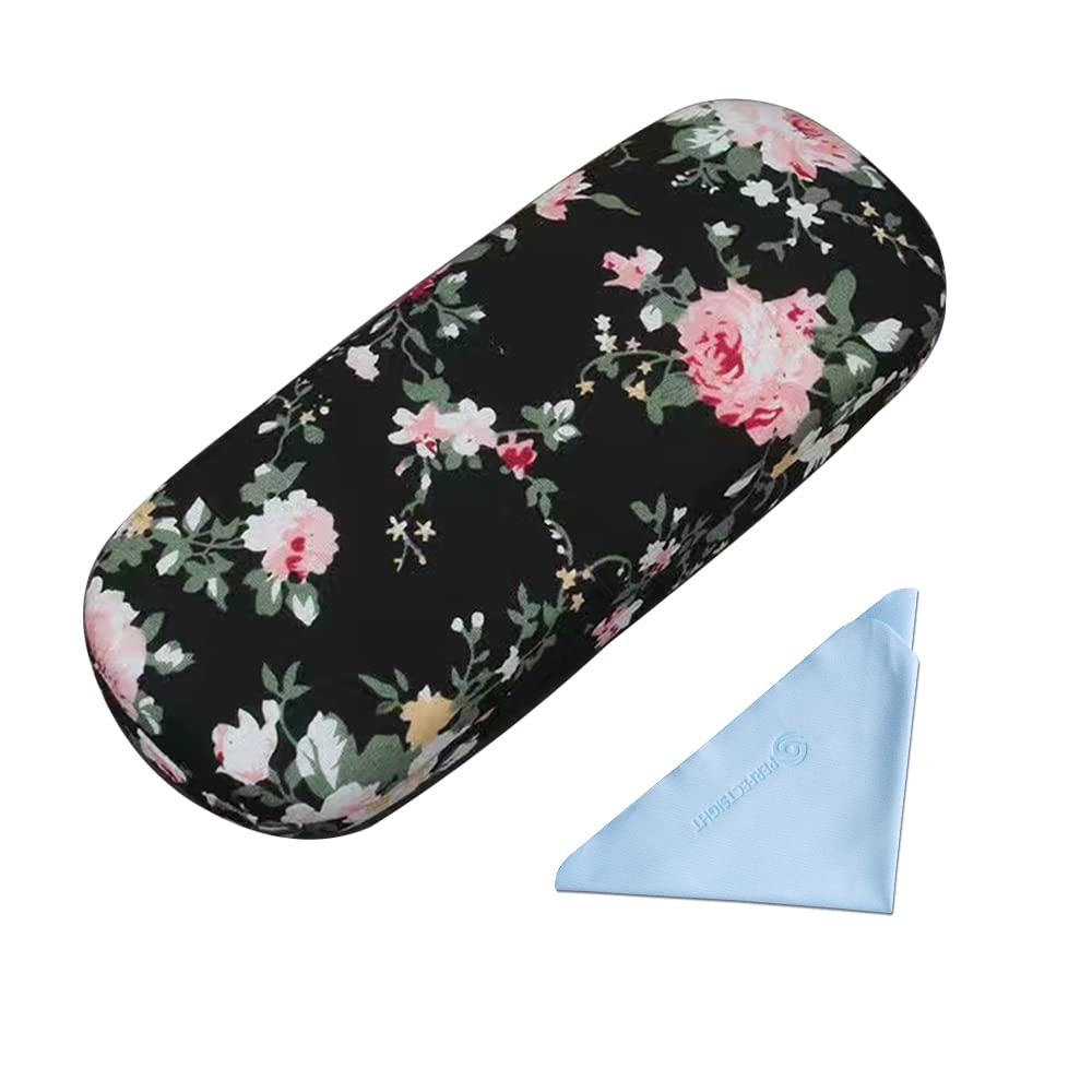 PERFECTSIGHT Hard Shell Eyeglasses Case, Kawaii Protective Glasses Case for Kids, Cute Eyeglass Case for Women Men Girls: Black