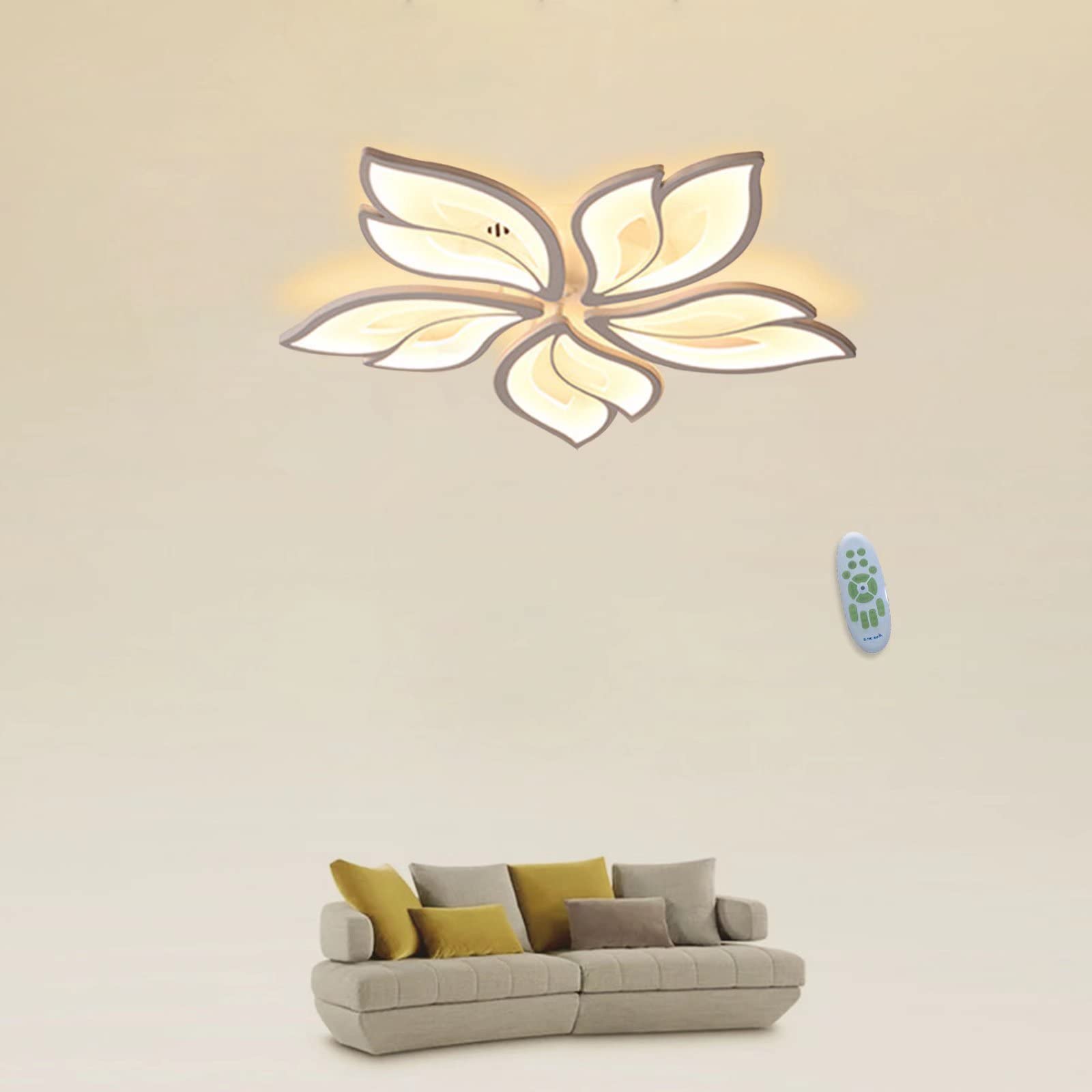 AXFALO Modern Dimmable LED Ceiling Light Creative Flower Shape Design Ceiling Lamp Living Room Bedroom Children's Room Metal Acrylic Petal Ceiling Chandelier Lighting, 5 heads