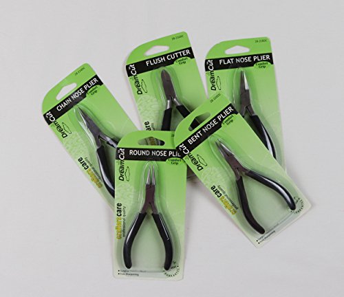 5 Piece Professional Craft and Jewelry Making Supplies Pliers Tool Kit Jewelers Beading Wire Tools,Includes Round Nose Plier, Chain Nose Plier, Flat Nose Plier, Bent Nose Plier, Flush Cutter Plier