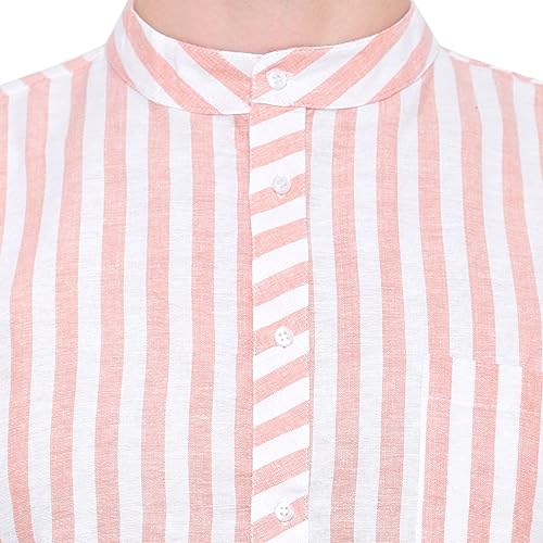 Image of LATEST CHIKAN Broad Striped Cotton Men's Long Kurtas