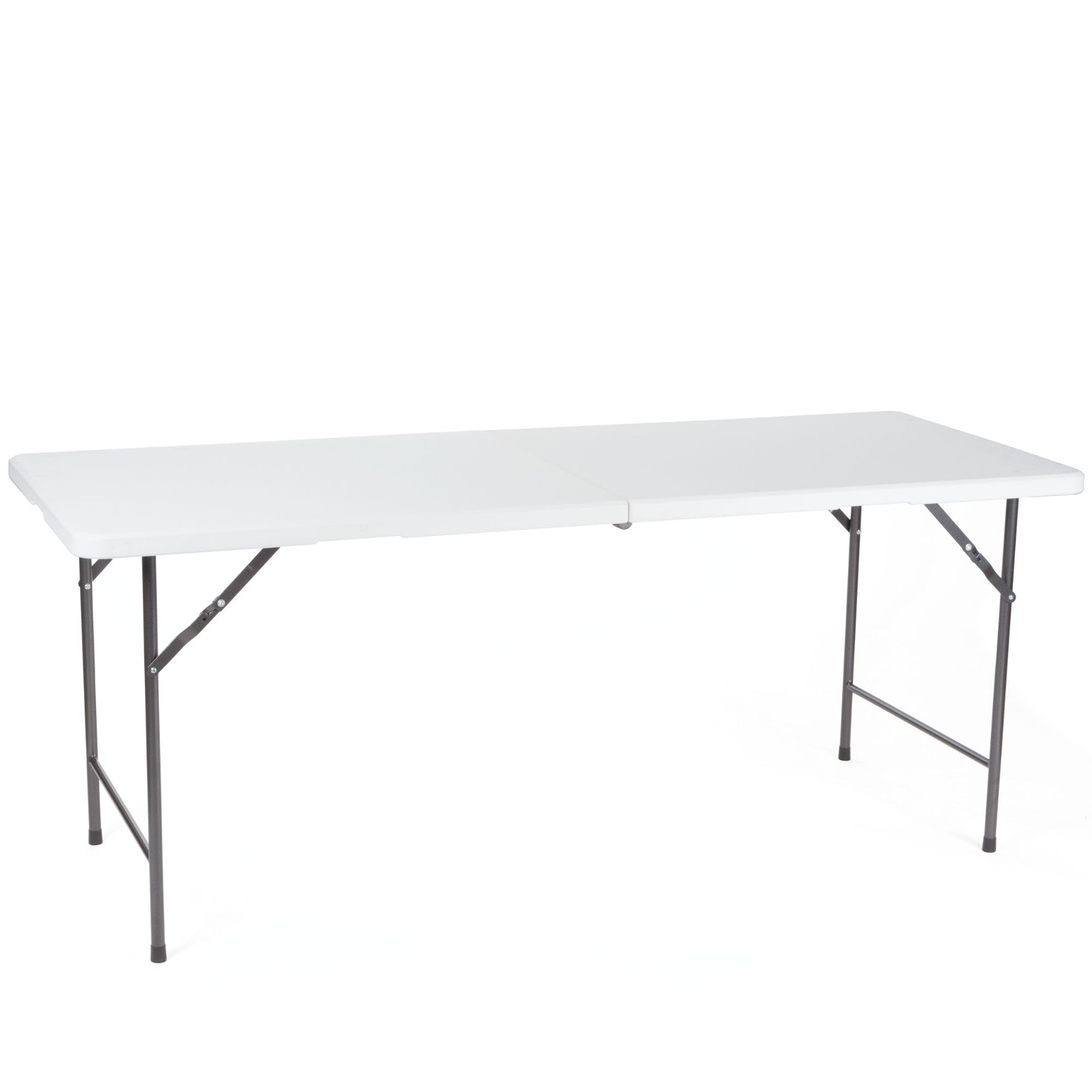 Perel Table Pliante, Table Valise, Table Pliable, résistante aux intempéries, avec poignée, idéale pour Pique-Nique, Camping, Barbecue, fête, supporte jusqu'à 100 kg, Blanche