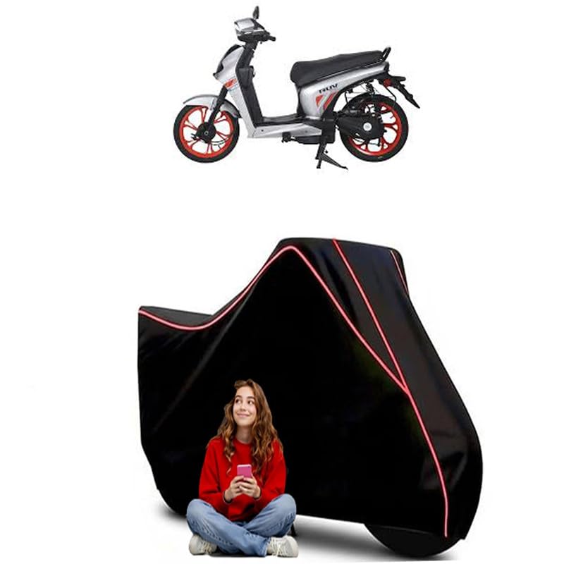 Image of RUV 350 Scooty Bike Cover Water Resistant Outdoor Use Universal Fit Scooters Motorcycles Heavy Duty UV Protection Dust Rain Scratch Resistant Elastic Bottom Black Blue Piping