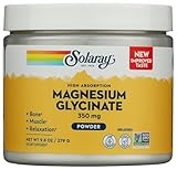 SOLARAY Magnesium Glycinate Powder 350 mg - Unflavored Magnesium Powder - Magnesium Supplement for Bone, Muscle, and Relaxation Support - Vegan, Non-GMO, 60-Day Guarantee - 50 Servings, 6 OZ