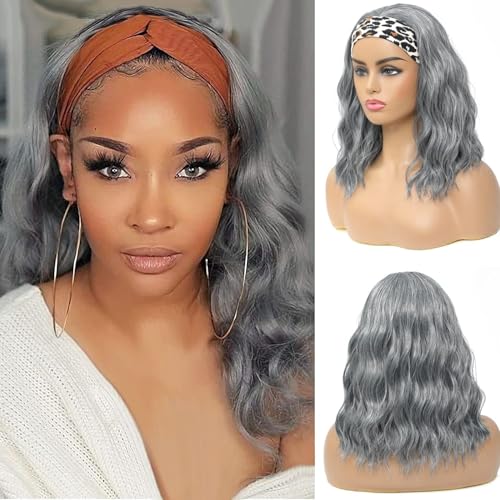 Perruque courte ondulée grise idéale pour un look quotidien ou Halloween