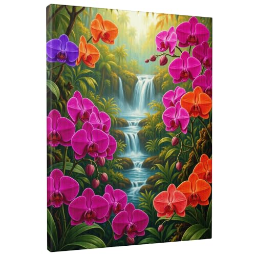 Lienzo de cascada de orquídeas para renovar paredes vacías y apagadas