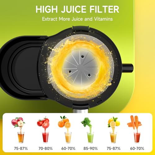 Juicer Machine, 500W Centrifugal Juicer Extractor with 3 Speed & Wide Mouth 3” Feed Chute for Fruit Vegetable, High Yield Juicer Included Cleaning Brush for Easy to Clean, Black - Image 4