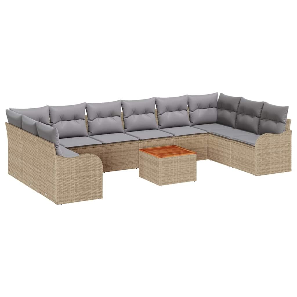 vidaXL Gartensofa-Set 10 STK. Beige Poly-Rattan | Anpassbare Abschnitte, die deiner Kreativität keine Grenzen setzen, Wetterfeste Kissen für chillige Momente,