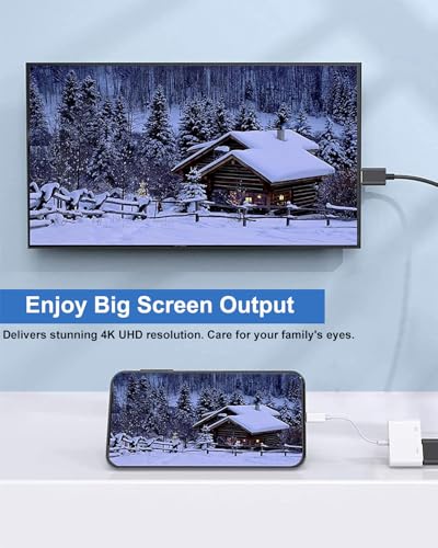 USB-C-auf-HDMI-Adapter, 4K @ 60Hz mit 100 W PD Schnellladung [MFi-zertifiziert], kompatibel mit iPhone 17/16/15 Pro Max, MacBook, iPad Pro und mehr – HDMI auf USB C Kabel für HDTV/Monitor/Projektor