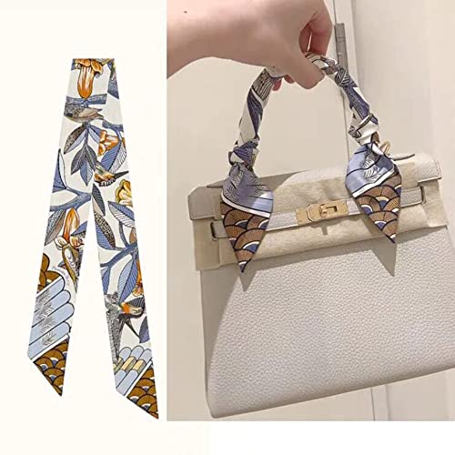 Long Floral Skinny Scarf For Women Silk Like Neckerchief Hangbag Handle Hair Head Wraps Belt (MQTA01-30)2