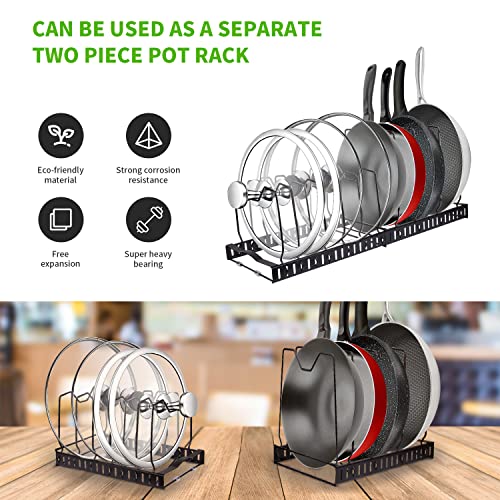 Warmartter Expandable Pot And Pan Organizers Rack Stainless, Pot And Pan Organizer With 11 Adjustable Compartments(4 Large Sizes And 7 Short Sizes.) Accommodate 10+ Frying Pans And Pots Lid #TOP3