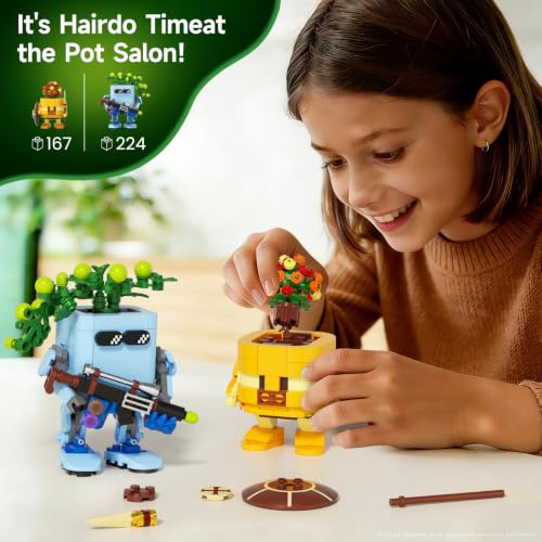 Image of JAKI Botanicals Warrior Brave Plants Building Toy Set - Medieval Knight Vintage Planter Design Interchangeable Pot DIY Succulent Desk Decor Birthday Gift Play & Display for Kids, Girls and Boys 12+