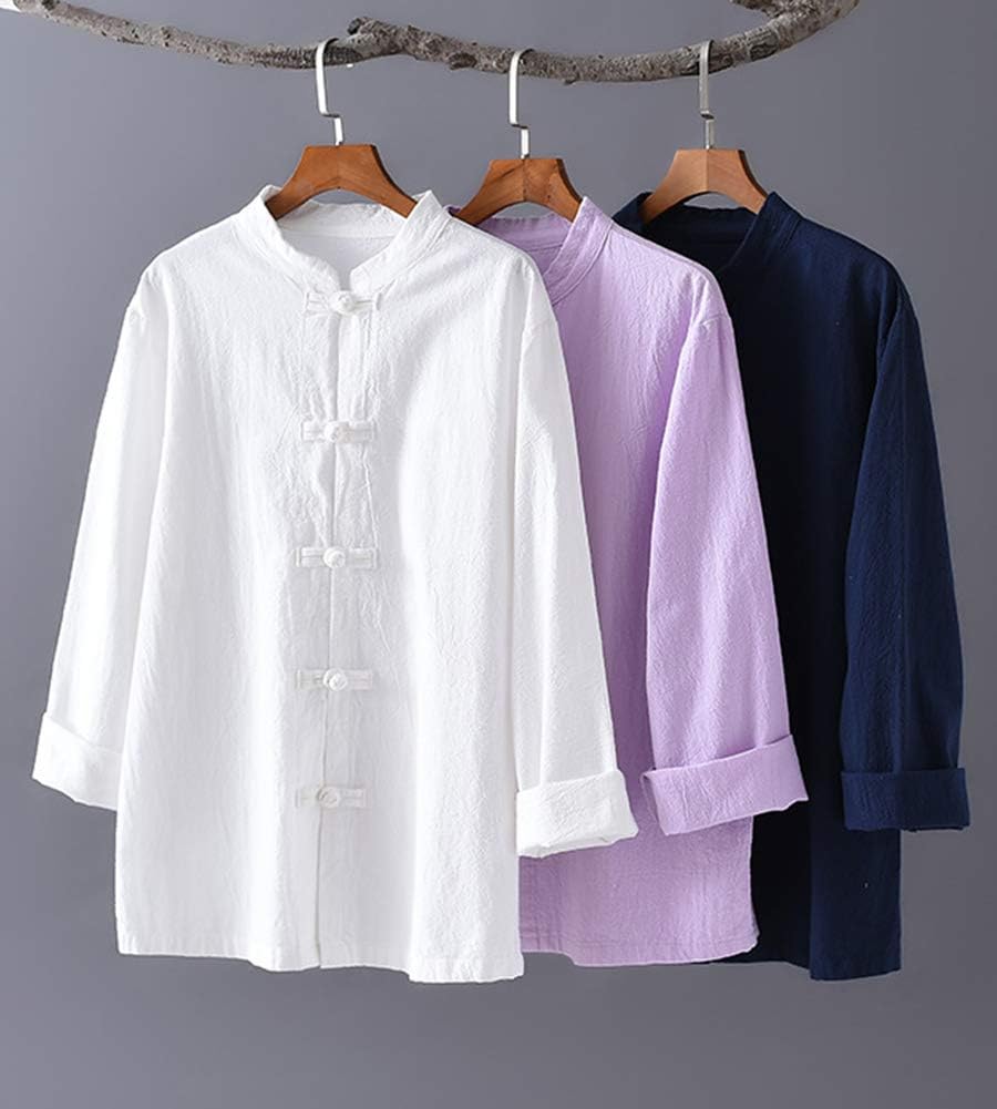 Kedera Women's Linen Shirts Retro Mandarin Collar Chinese Frog Button Tops Blouse - Image 5