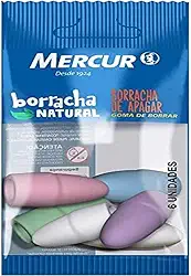 Borracha Ponteira, Mercur, Branca e Colorida, Blister com 6