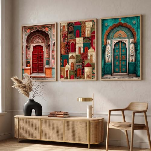 Image of kotart Indian Art Traditional Paintings for Living Room | Framed Wall Painting for Home Room Bedroom Office Wall Decor | Poster With frames Set of 3 (20x30 Inch)
