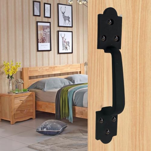 Image of 9 Inch Spade Barn Door Handle - Black Cast Iron Pull for Sliding Doors, Gates, Sheds, Fences, Closets - Indoor Outdoor Farmhouse Hardware