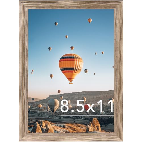 Image of 8.5x11 Picture Frame Rustic Brown for Wall Hanging or Tabletop, Wall Mounting Horizontally or Vertically, 8.5 x 11 Wall Gallery Poster Photo Frame with Durable Shatter Resistant Plexiglass, Rustic