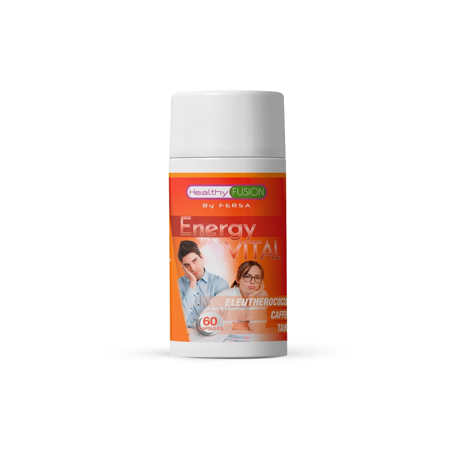 Healthy FusionGoodbye Fatigue | Effective Energising and Anti-Fatigue Formula | Eleutherococcus + Taurine + Caffeine | 100% Natural Stimulant | Enhances and Boosts Muscle Performance | 60 Capsules