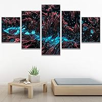 SIGNWIN 5 Panel Canvas Wall Art Modern Art Abstract Brushstroke Contemporary Edgy Mixed Media Multicolor for Home Decorations Ready to Hang - 60