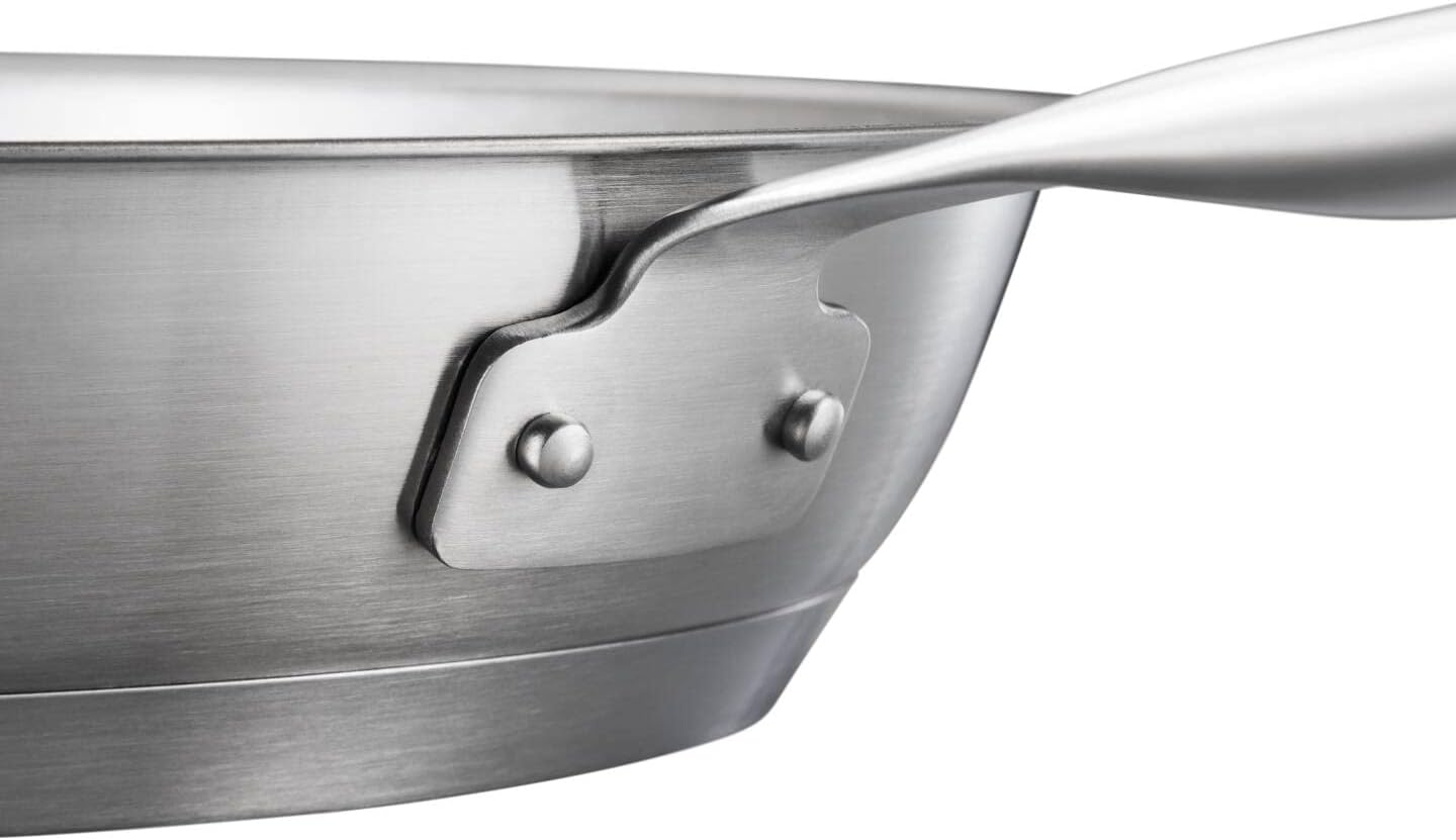 Fiskars frying pan, Ø 26 cm, Coated frying pan, Suitable for all hobs, Recycled stainless steel, All steel, Silver, 1064744