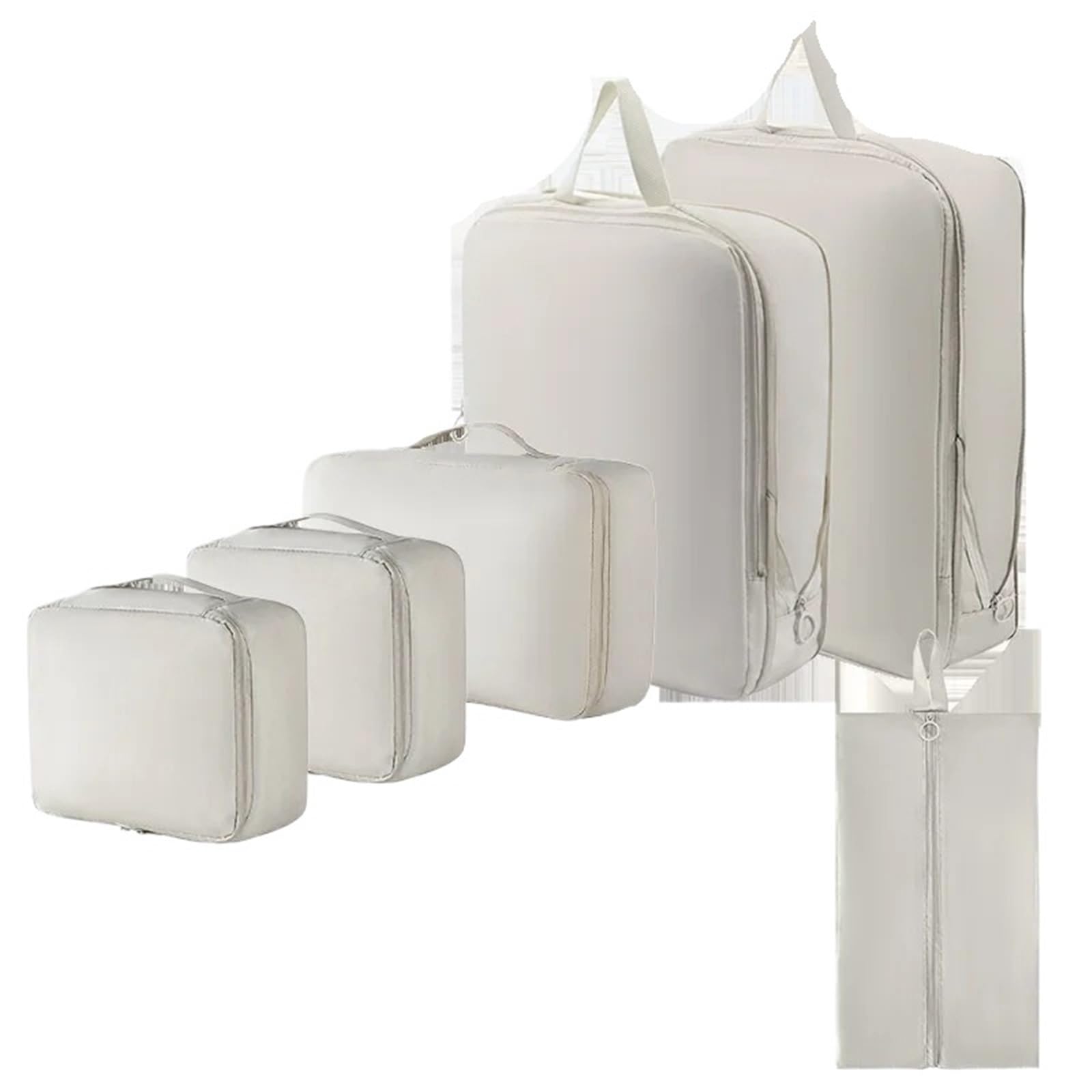 Cubos de embalaje comprimidos, bolsas viaje for zapatos, calcetines, ropa interior, sujetadores, maquillaje, almacenamiento, organizador portátil, suministros(Beige 6 pcs)