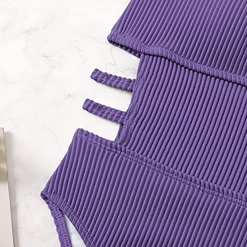 Inadays Women's One Piece Swimsuit Ribbed One Piece Swimwear Cutout Tummy Control Bathing Suit #TOP6