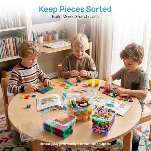 Image of Vtopmart 4 Pack 5 Qt Clear Storage Bins with Lids for Toy & Craft Storage | Stackable Plastic Toy Bin for Home, Classroom, Plastic Art & Craft Storage Container, BPA-Free Organizer Box