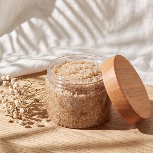 Image of Patelai 4 Pcs Plastic Jars Wide Mouth with Lids,4 Ounce,Wood