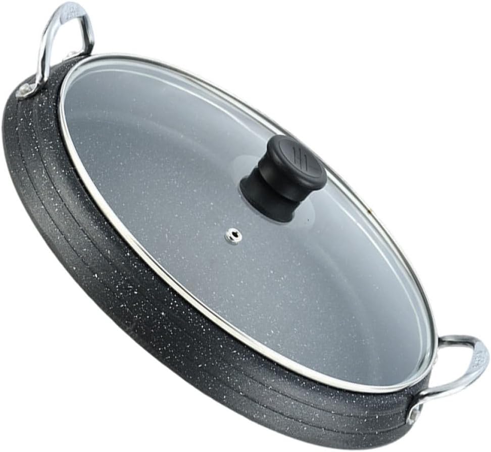 1pc Non-stick Round Baking Tray for Induction Cooker Korean Bbq Grill Pan Easy-clean Smokeless Roasting Pan for Family Gatherings and Outdoor Cooking