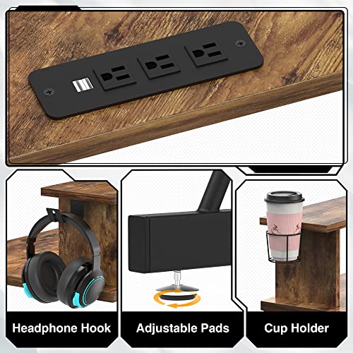 Mr Ironstone L Shaped Desk With Power Outlet, 50.1" Computer Desk With Large Monitor Stand, Corner Desk Home Office Workstation Desks, Modern Simple Style Writing Table Desk #TOP3