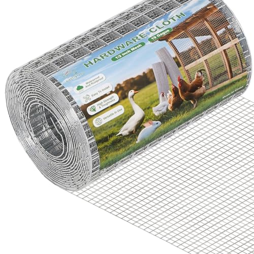 BIRDSINYARD 8in x 25ft Hardware Cloth - 1/2 inch Chicken Wire Fencing 19 Gauge Hot-dip Galvanized After Welding | Welded Wire Mesh Roll Garden Plant Chicken Coop Rabbit Poultry Netting Cage Screen