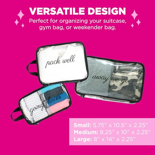 Miamica Packing Cube Set - 3-Piece Set, Clear/Black2