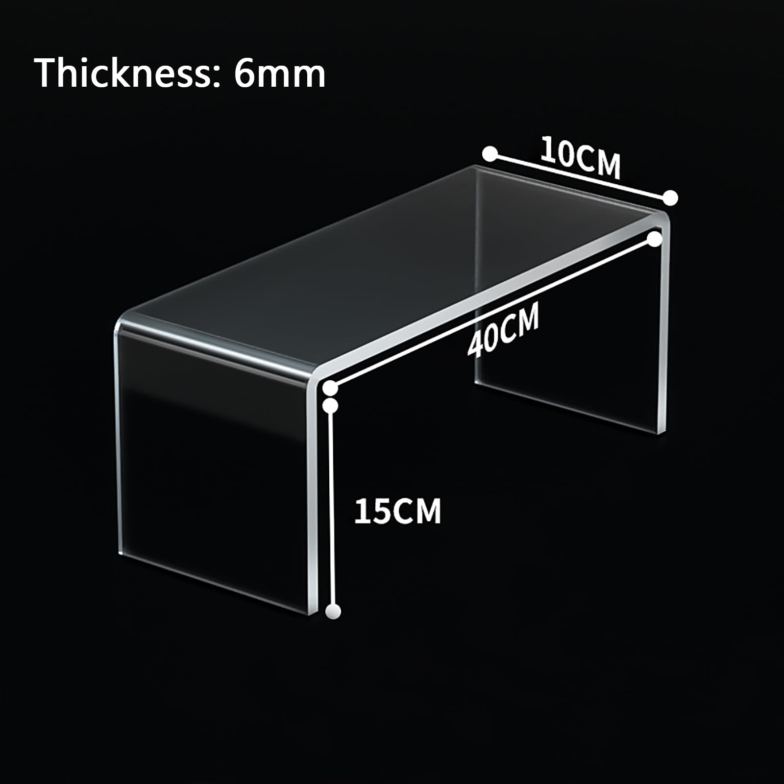 Parfümständer,Displayständer, Transparenter Desktop-Organizer, 6 mm dick, for Figuren, Spielzeug, Tischgewürzregal, Dessertständer, 15 x 15 x 15 cm (Size : 40 x 10 x 15cm)
