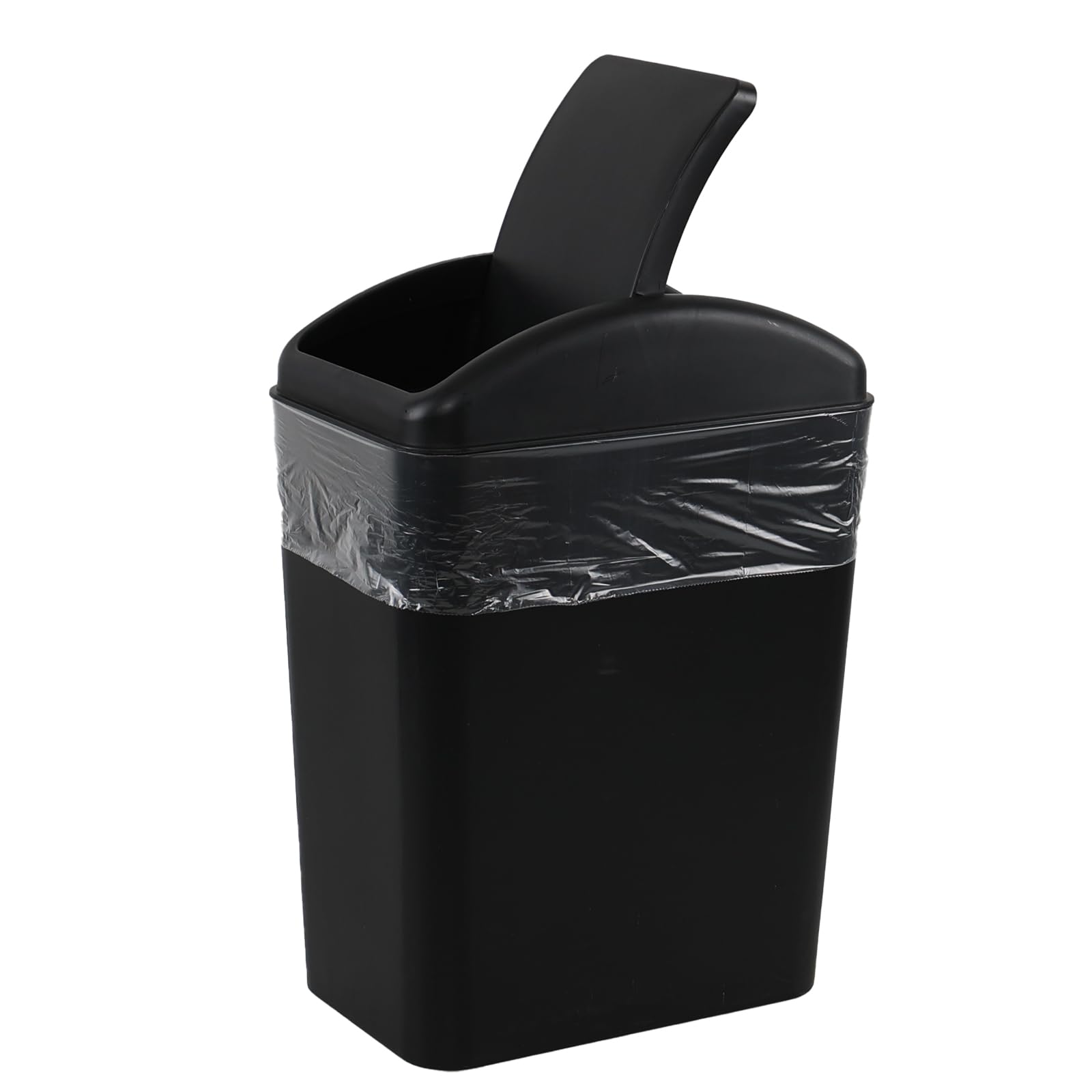 Tyminin 20 Litre Black Plastic Swing Bin, Waste Paper Basket Rubbish, Trash Can for Kitchen and Home Waste