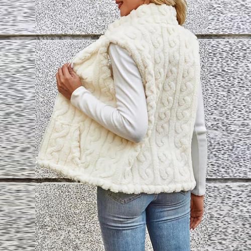 Womens Vest Fleece Textured Zip Up Plush Sleeveless Jacket Warm Casual Coat - image 4