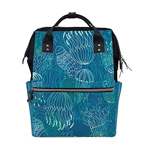 Sac à dos pour maman Ruchen bleu marine motif méduses de 40 cm