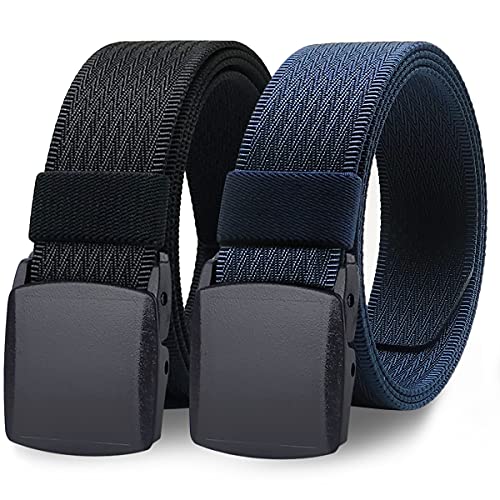 Image of WYuZe Mens Nylon Web Belt No Metal Nickel-Free Military Tactical Hiking Belt