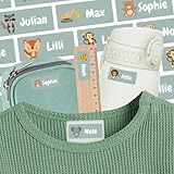 Namensaufkleber Kinder personalisiert – Aufkleber mit Name für Kleidung, Stifte, Textil, Schulsachen und Co – Ideal für Schule, Kita und Kindergarten – Wasserfest, Spülmaschinenfest, 30 x 13 mm