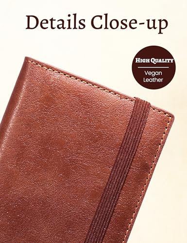 Image of Yarnic Checkbook Cover for Personal Checkbook Holder | Check Book Covers with Pen Holder & Built-in Clear Plastic Divider for Duplicate Checks (Dark Brown)