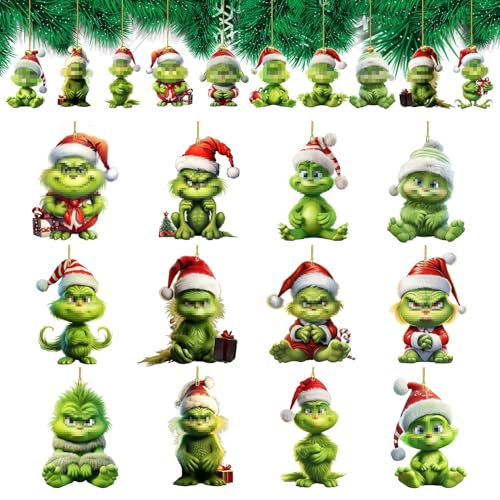 Mailfull Weihnachtsbaumschmuck 12Pcs Grinch Weihnachtsdeko für...