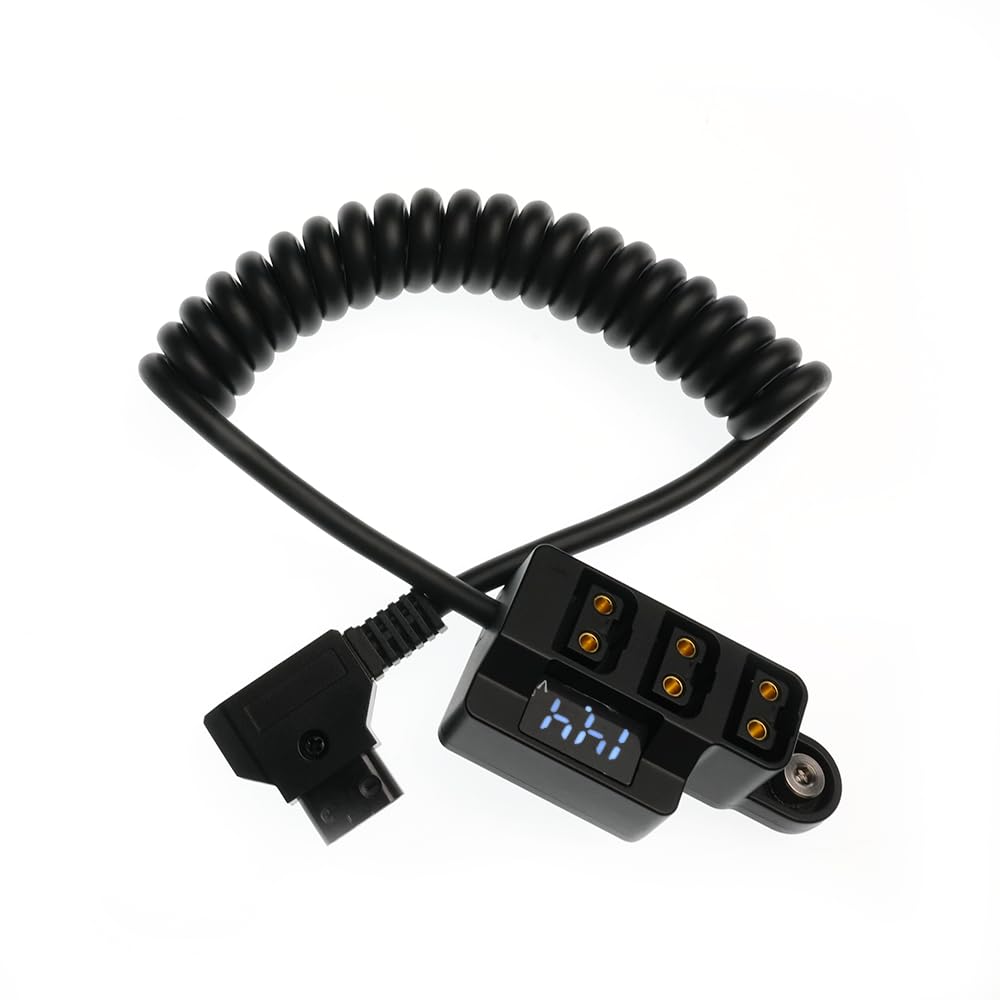 Alvin’s Cables D-Tap-Splitter 1 auf 3 Port P-Tap-Adapter Spiralkabel für SmallRig| IDX V-Mount Gold Mount Akku mit Batteriestandsanzeige, Verpolung, Überstrom, Überhitzungsschutz