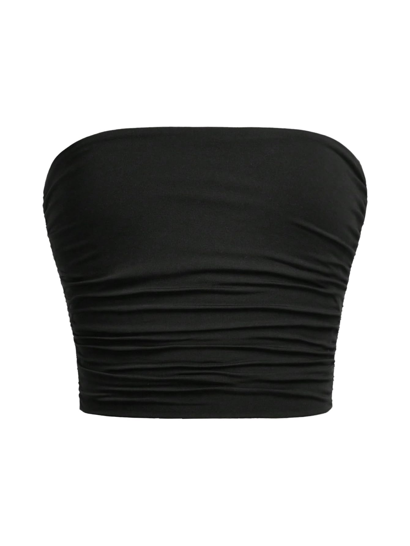 RoseSeek Girl's Ruched Strapless Tube Top Cropped Bandeau Summer Cute Tops