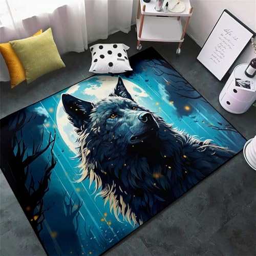 Tapis de jeu Cool Night Wolf 120x160cm antidérapant et doux