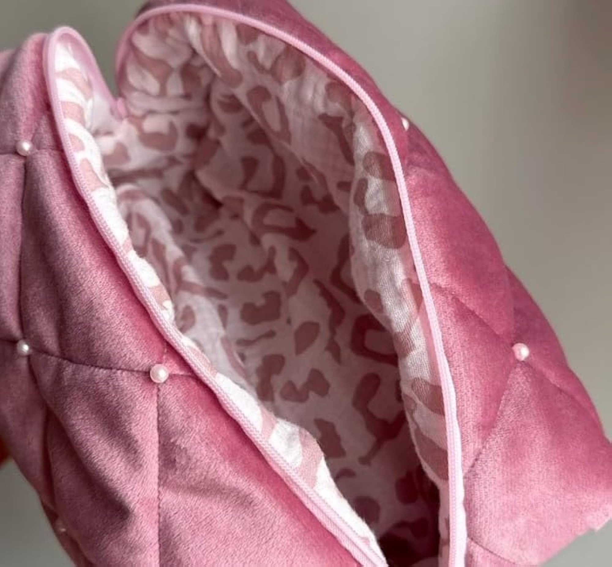 Quilted Cosmetic Case with Gingham Interior