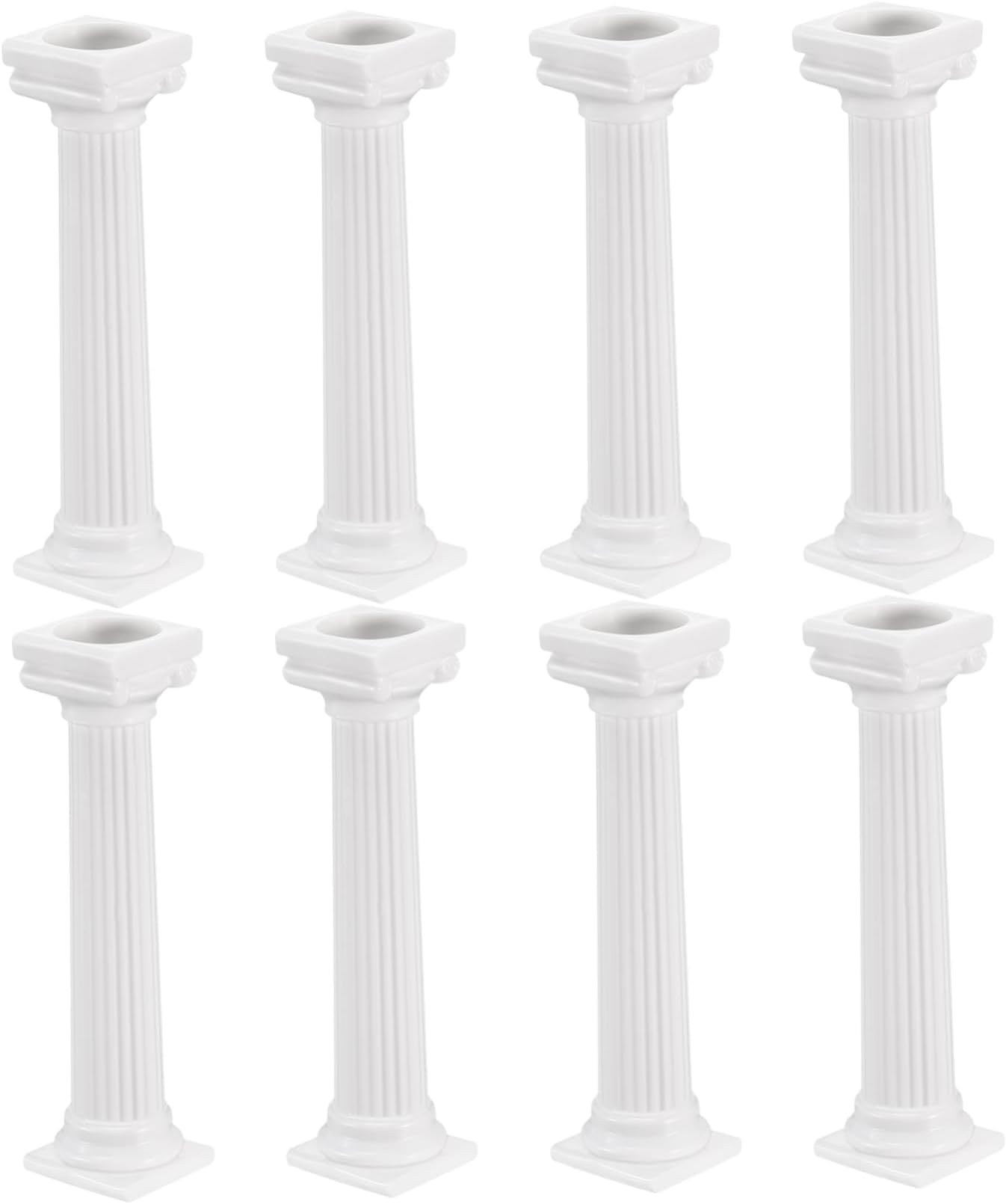 Cabilock Roman Cake Support Columns 8-Pack Tiered Cake Pillars for Multi-Layer Stands Wedding Birthday Dessert Display Easy to Clean Plastic