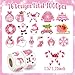 1000Pcs Pink Christmas Stickers Rolls Xmas Tree Santa Claus Nutcracker Snowman Self-Adhesive Decals Winter Wonderland Festive Holiday Party Favors DIY Crafts Gift Bottles Scrapbook Decor, 16 Designs