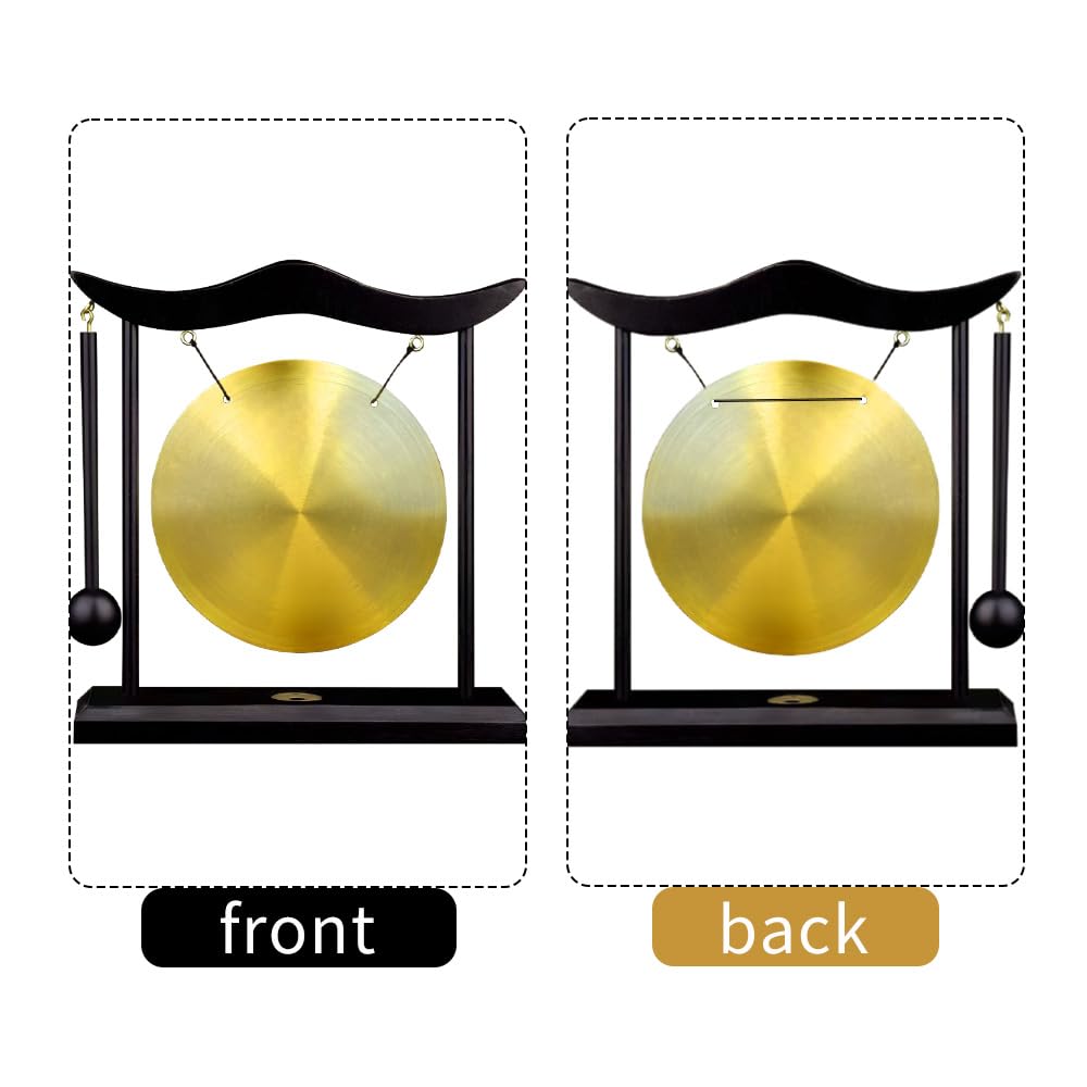 Brass Feng Shui Gong Percussion Instruments Handmade Brass Gong Zen Art Desktop Chinese Home Decor Office Decorative Ornament Housewarming Blessing Gift - Image 3