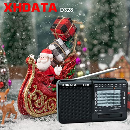 Xhdata D-328 Shortwave Am Fm Dsp Portable Small Multi Band Radio Stereo Mp3 Player With Rechargeable Battery Earphone Jack Portable Multimedia Speaker With Usb Micro Sd Card Jack (Black) #TOP6